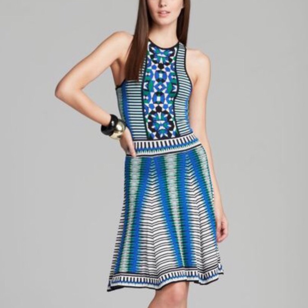 NWT Ronny Kobo Sigi Mosaic blue knitted dress, XS